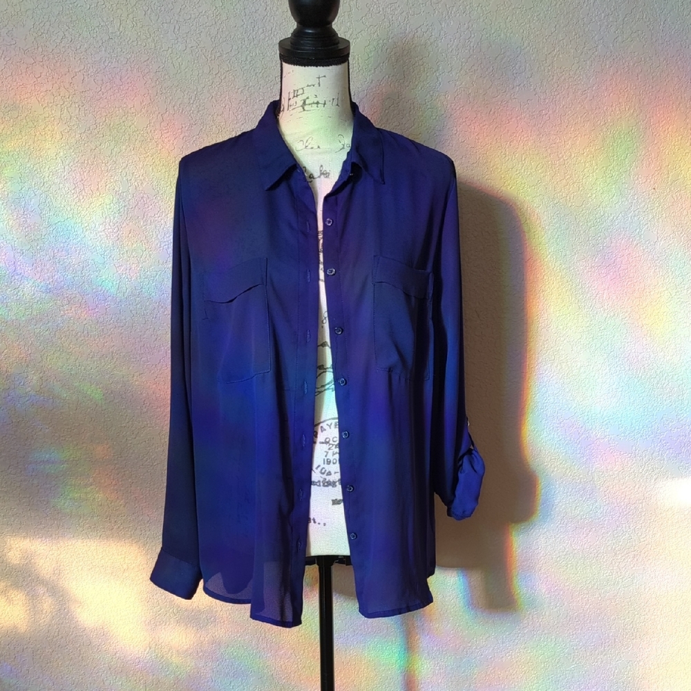 Apt. 9 Women's Deep Purple Sheer Button-Down Shirt